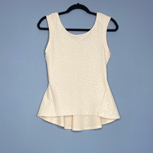 Beige Polyester Peplum Top - Picture 3 of 4